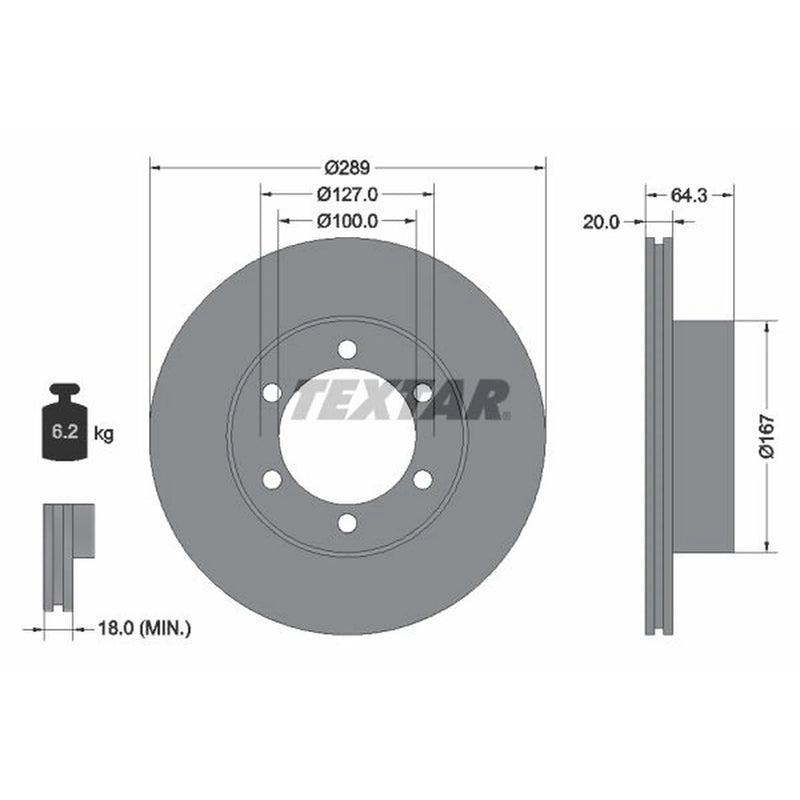 Textar 2 x Vented Front Brake Discs 92076300