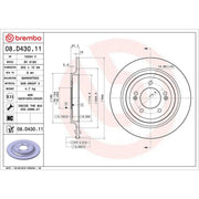 Brembo 2 x Solid Rear Brake Discs 08.D430.11