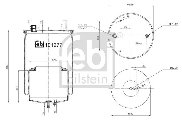 Febi Air Suspension Bellow 229mm Rear fits Volvo Fh III 2020 on