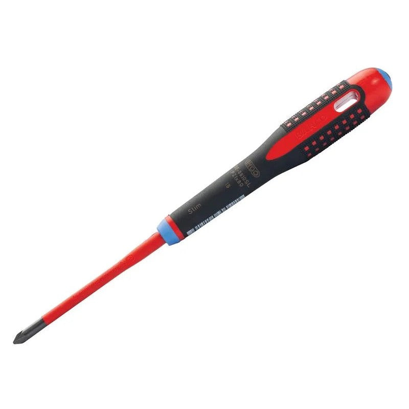 Bahco ERGO™ Slim VDE Insulated Pozidriv Screwdriver PZ1 x 80mm - BE-8810SL