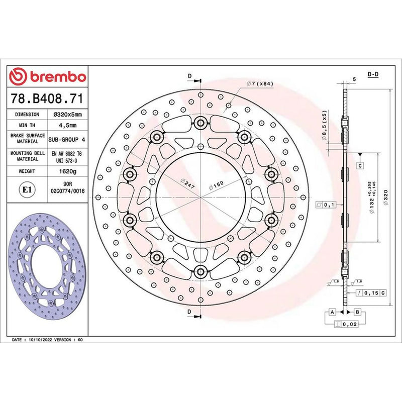 Brembo 2 x Floating Front Brake Disc Brake Discs 78B40871