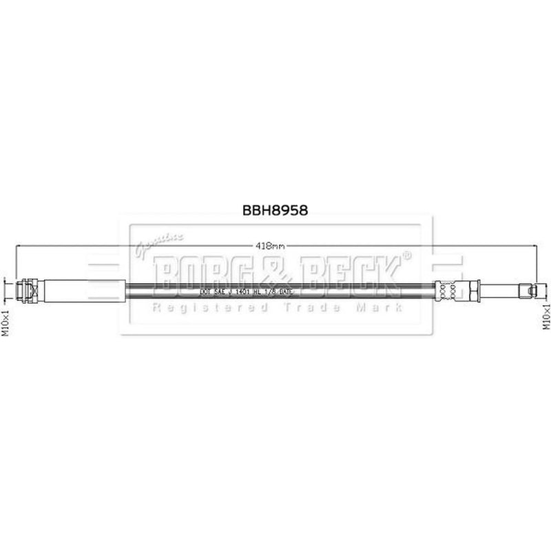 Borg & Beck Brake Hydraulic Hose Line Front Le BBH8958