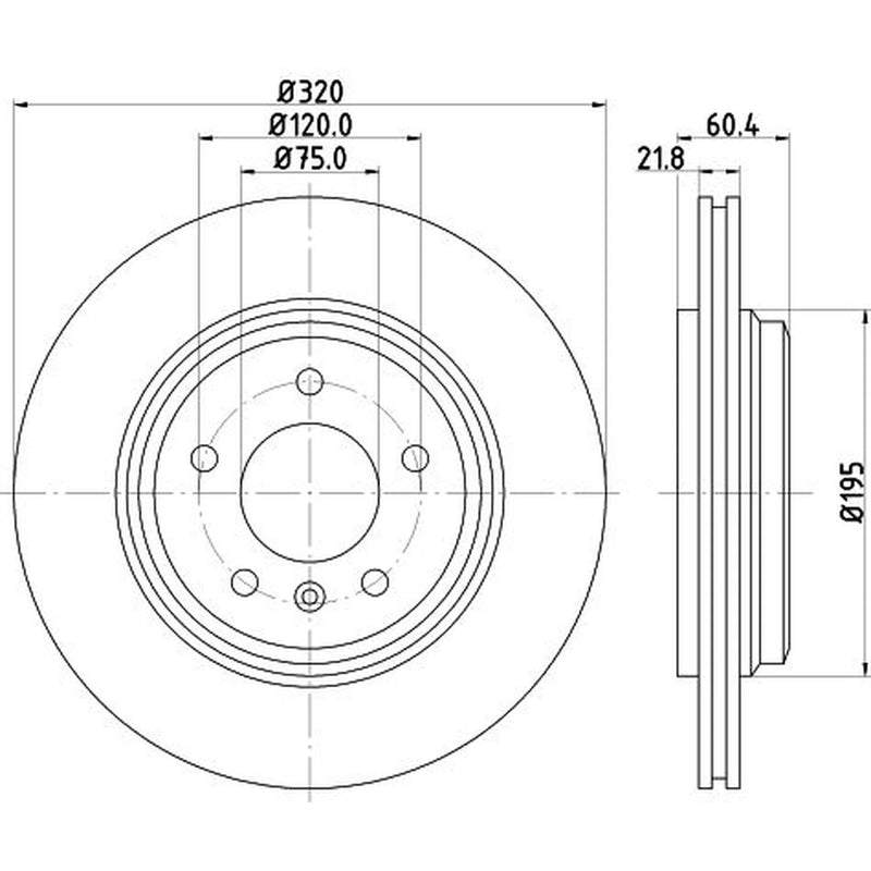 DON 2 x Externally Vented Rear Brake Discs PCD21592