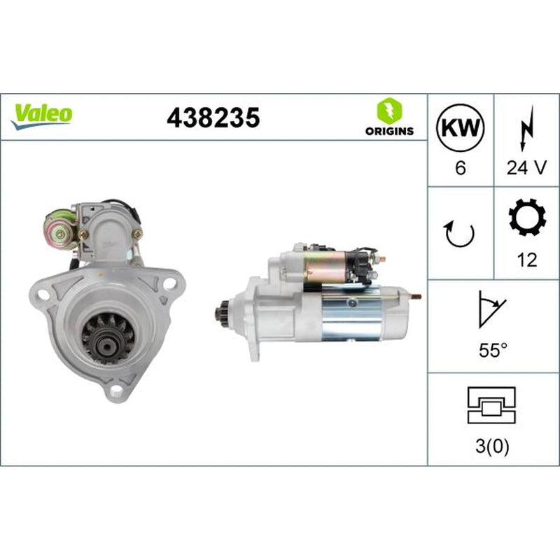 Valeo Starter Motor 24V 6kW 12 Teeth 438235