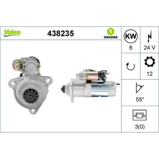 Valeo Starter Motor 24V 6kW 12 Teeth 438235