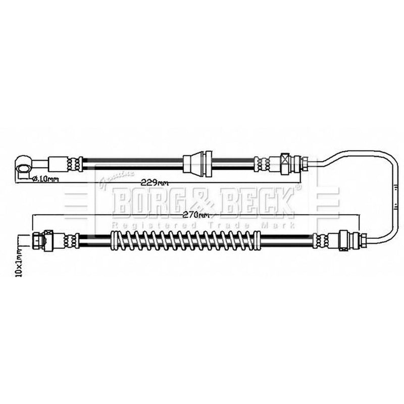 Borg & Beck Brake Hydraulic Hose Line Front Right BBH8134