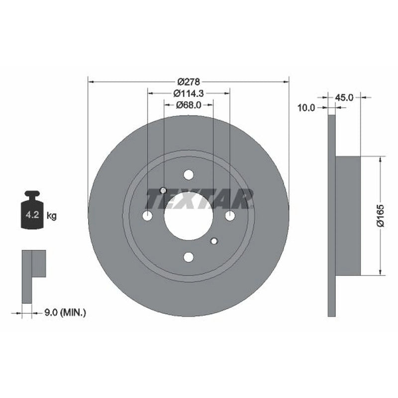 Textar 2 x Solid Rear Brake Discs 92128700