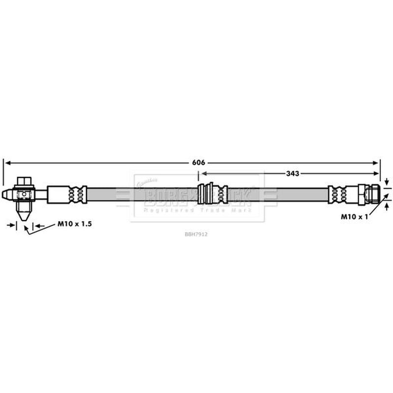 Borg & Beck Brake Hydraulic Hose Line Front Left BBH7912