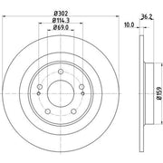 DON 2 x Solid Rear Brake Discs PCD14312