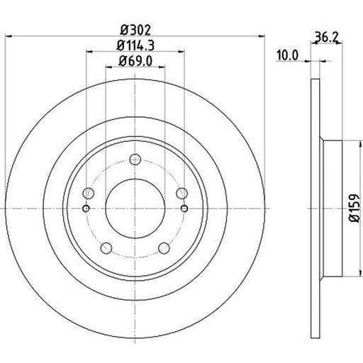 DON 2 x Solid Rear Brake Discs PCD14312