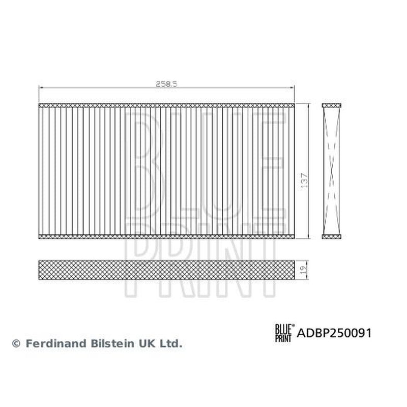 Blue Print Cabin Air Filter Set Wide High ADBP250091