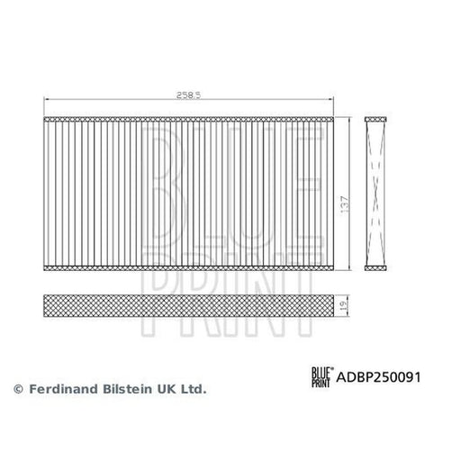 Blue Print Cabin Air Filter Set Wide High ADBP250091