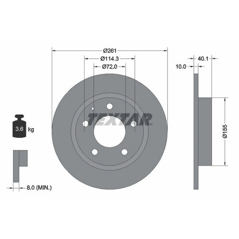 Textar 2 x Solid Rear Brake Discs 92062100