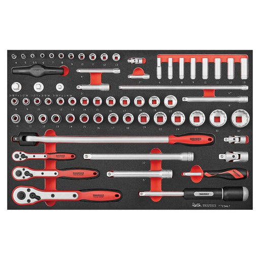 Teng Tools Socket Set FOAM4X4 67 Pieces 1/4" 3/8" 1/2" Drive