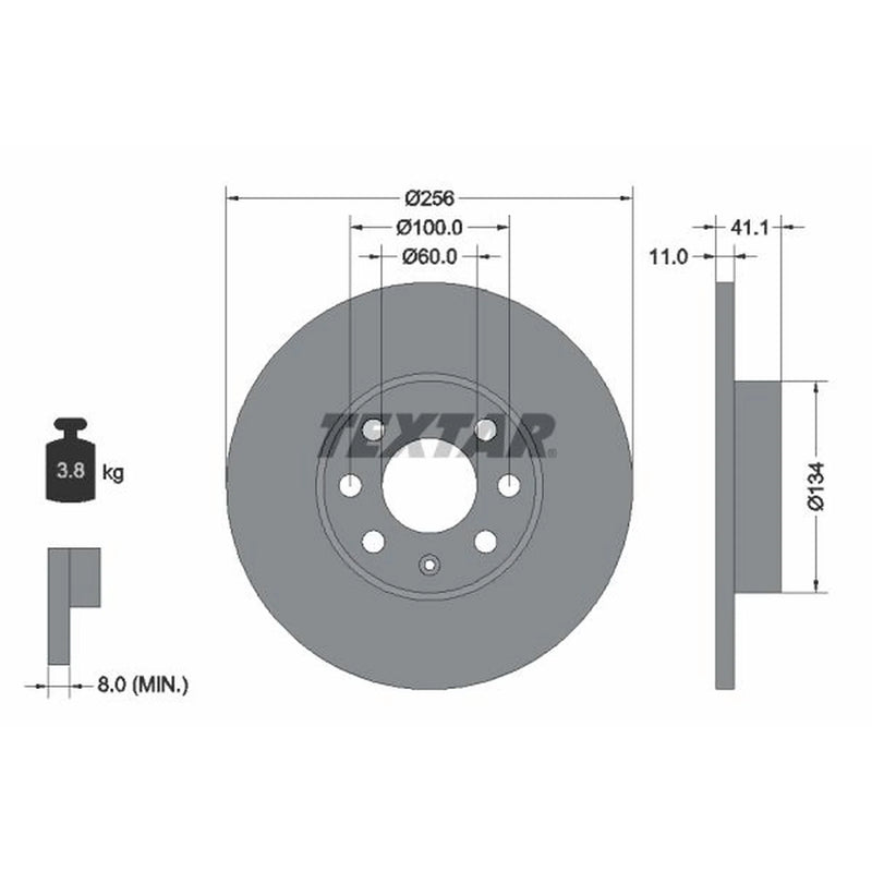 Textar 2 x Solid Front Brake Discs 92091700