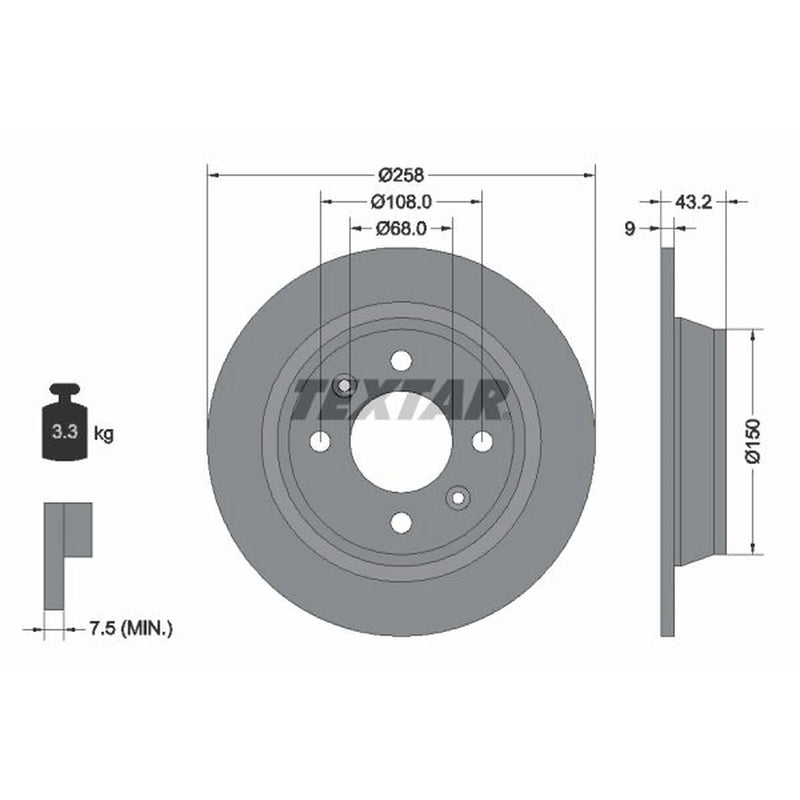 Textar 2 x Solid Rear Brake Discs 92048500