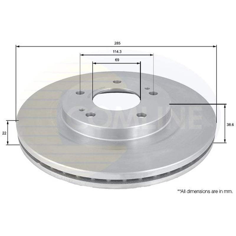 Comline 2 x Front Brake Discs ADC0361V