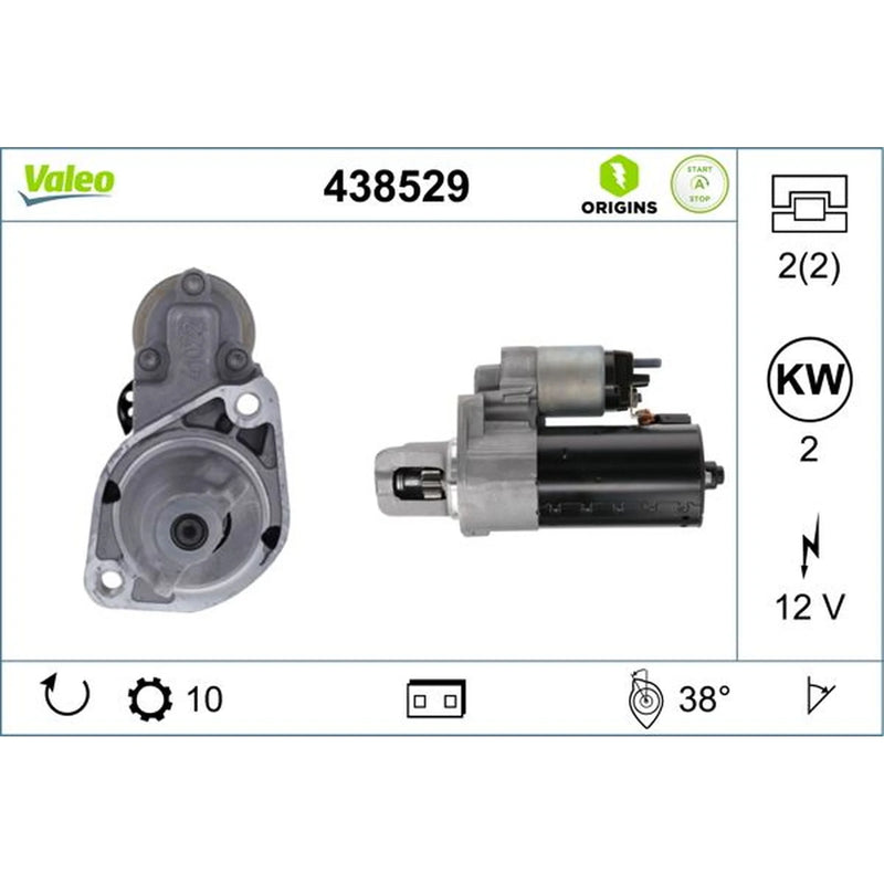 Valeo Starter Motor 12V 2kW 10 Teeth 438529
