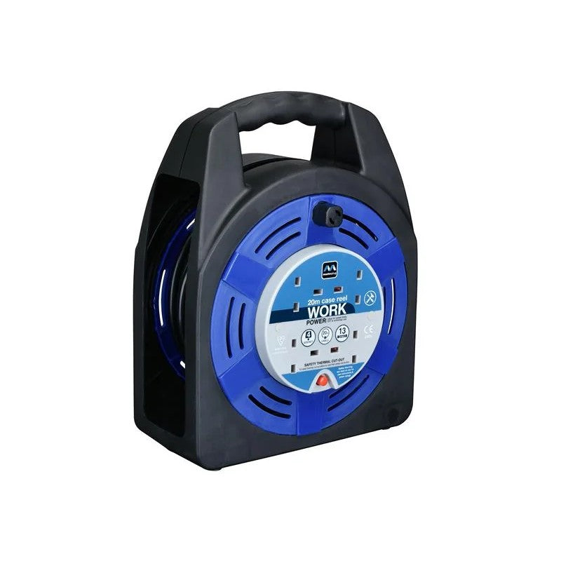 Masterplug Case Reel 240V 13A 4-Socket Thermal Cut-Out 20m - HBT2013/4BL-MP