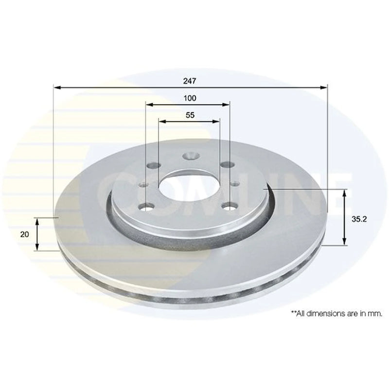 Comline 2 x Internally Vented Front Brake Discs ADC1561V