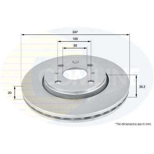 Comline 2 x Internally Vented Front Brake Discs ADC1561V