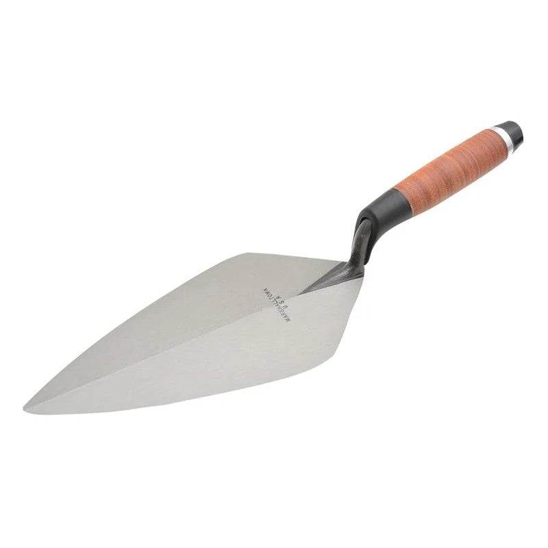 Marshalltown 34L Wide London Pattern Brick Trowel Leather Handle 12in - M3412L