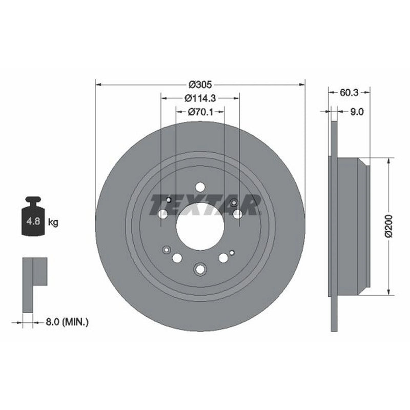 Textar 2 x Solid Rear Brake Discs 92195100