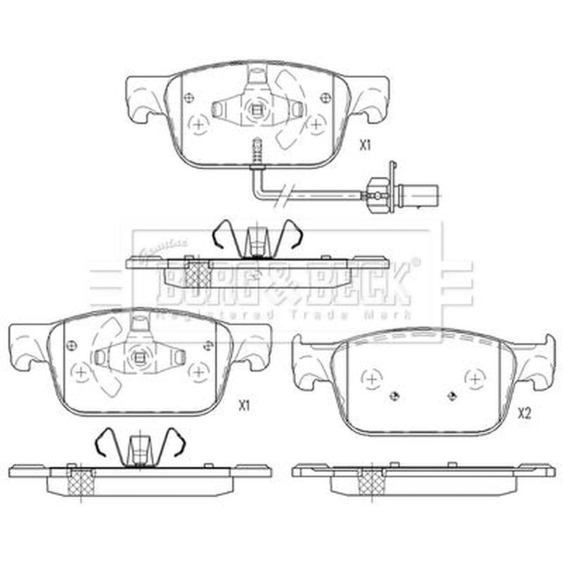 Borg & Beck 4 x Front Brake Pad Set BBP2632