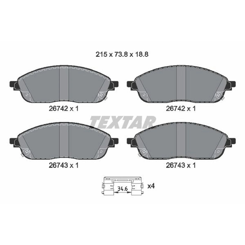 Textar Front Brake Pad Set 2674201