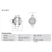 Bosch Car Alternator 12V 0 986 043 650