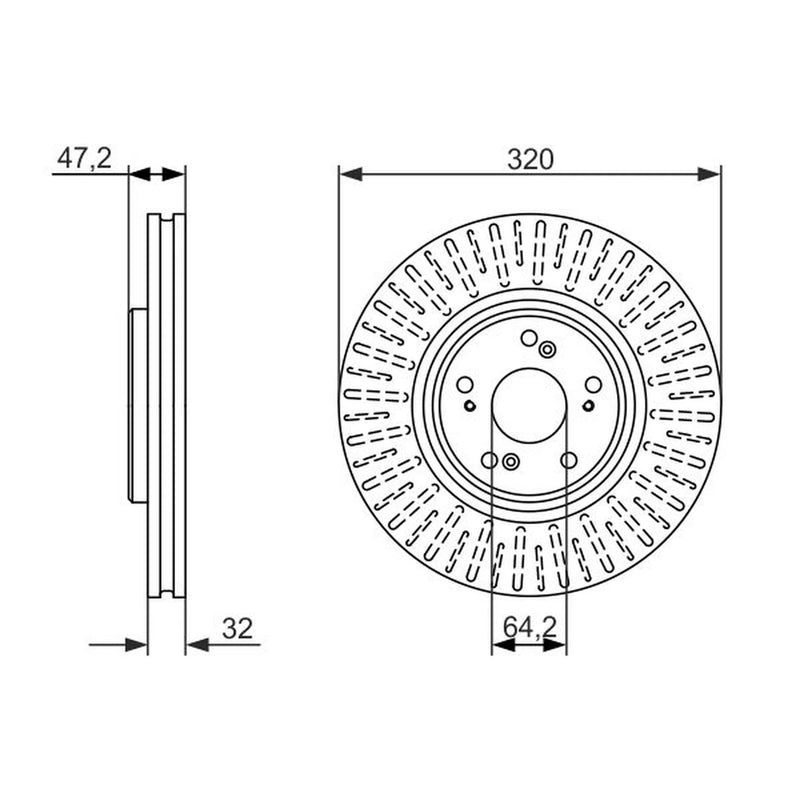 Bosch 2 x Vented Front Brake Discs 0 986 479 741