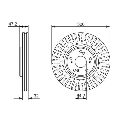 Bosch 2 x Vented Front Brake Discs 0 986 479 741