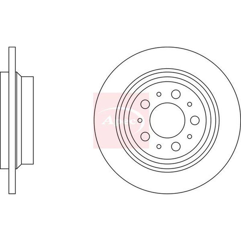 Apec 2 x Solid Rear Brake Discs DSK829