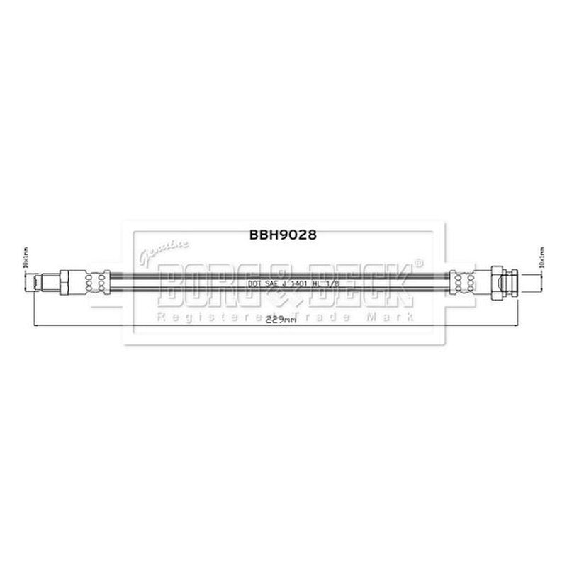 Borg & Beck Brake Hydraulic Hose Line Rear Left BBH9028