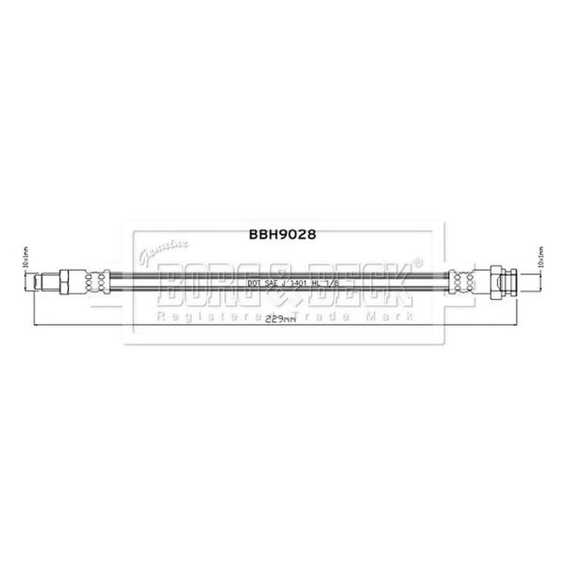 Borg & Beck Brake Hydraulic Hose Line Rear Left BBH9028