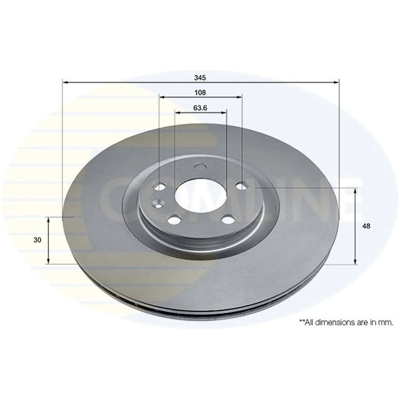 Comline 2 x Internally Vented Front Brake Discs ADC2923V