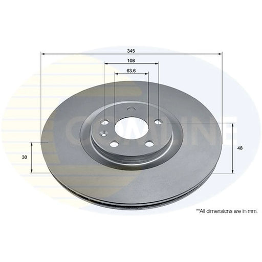 Comline 2 x Internally Vented Front Brake Discs ADC2923V