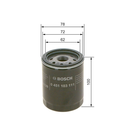 Genuine Bosch Car Oil Filter P3111 Fits Fiat Punto 60 - 1.2 - 99-12 0451103111 Bosch  - Town Parts