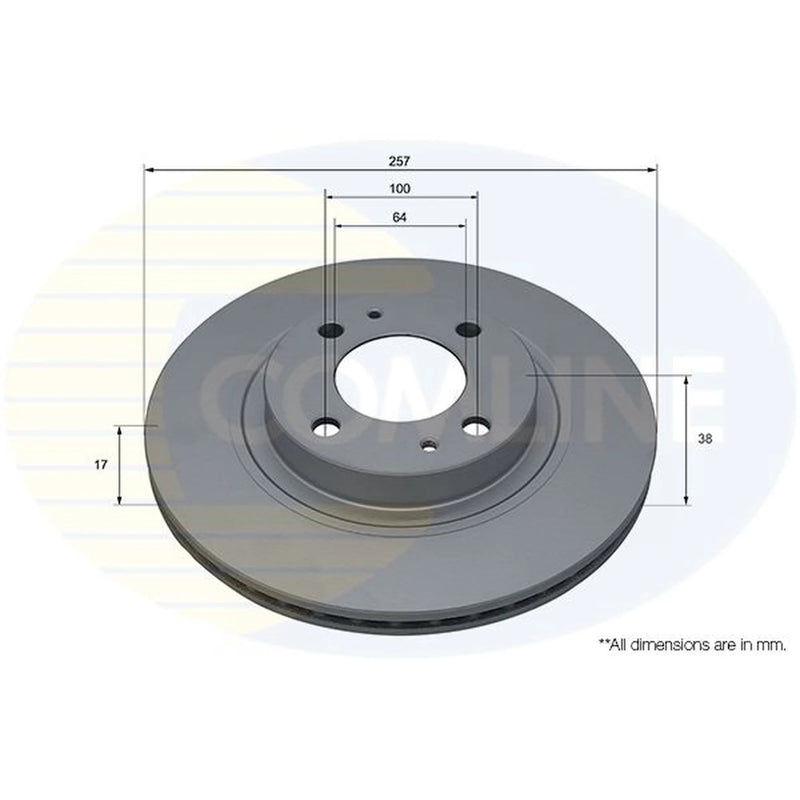 Comline 2 x Internally Vented Front Brake Discs ADC5038V