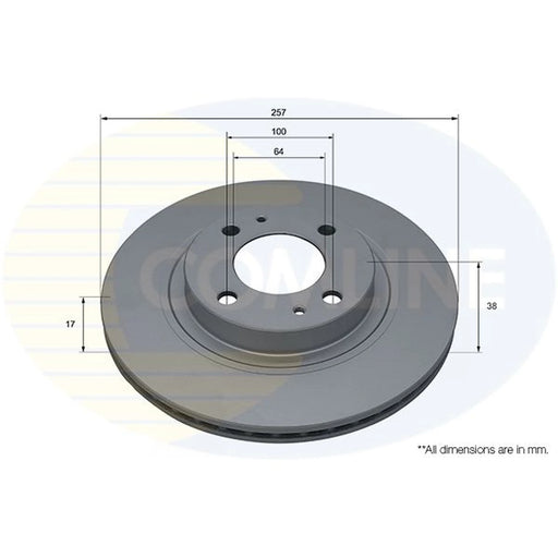 Comline 2 x Internally Vented Front Brake Discs ADC5038V