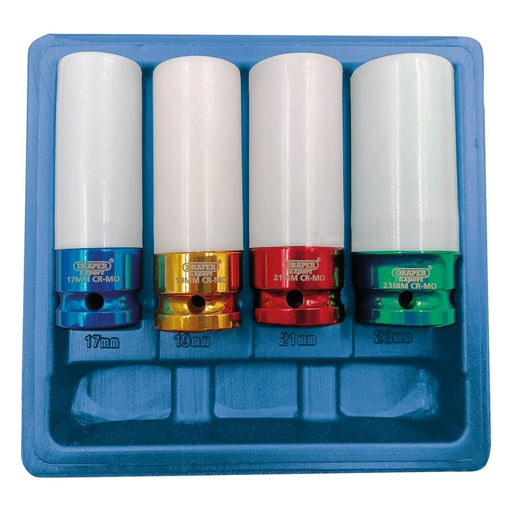 Draper Wheel Nut Socket for Alloy Wheels, 1/2" Sq. Dr. (4 Piece) 82972 Draper  - Town Parts