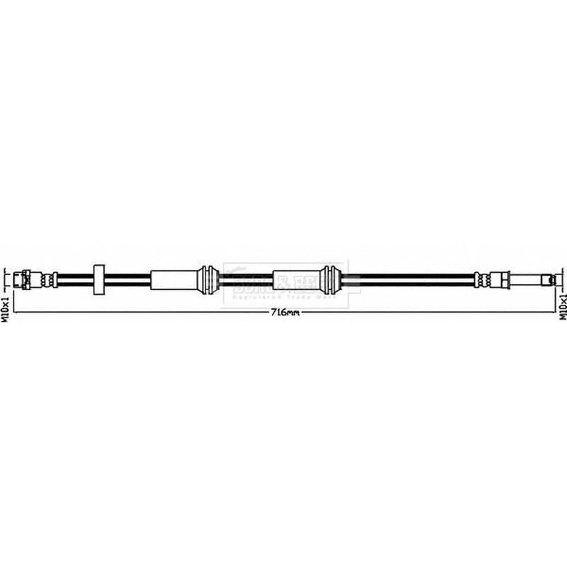 Borg & Beck Brake Hydraulic Hose Line Front Left BBH8616