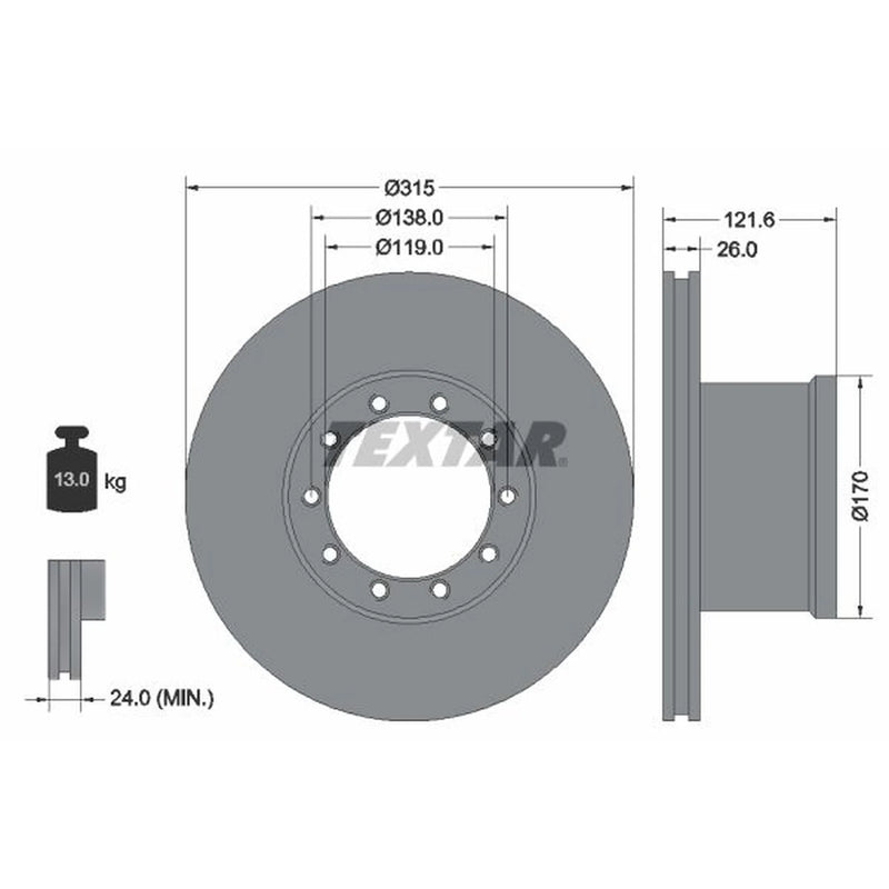 Textar 2 x Internally Vented Brake Discs 93084100 OE AMPB889 MAK7429 MAK7529
