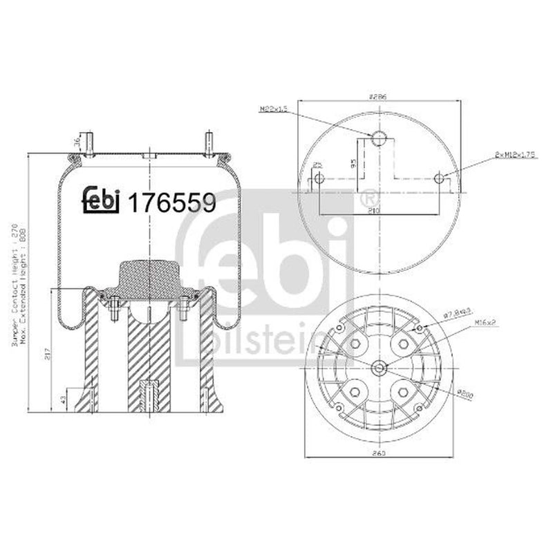 Febi Air Suspension Bellow 286mm 176559
