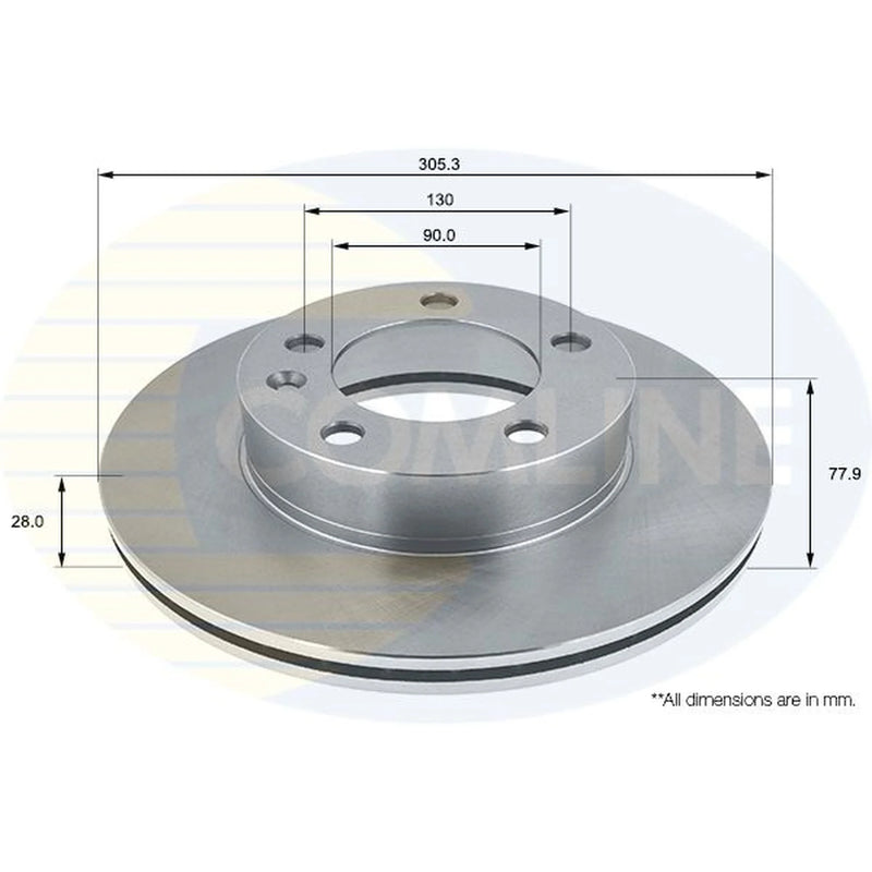 Comline 2 x Internally Vented Front Brake Discs ADC1125V