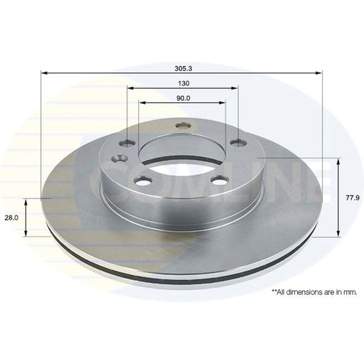 Comline 2 x Internally Vented Front Brake Discs ADC1125V