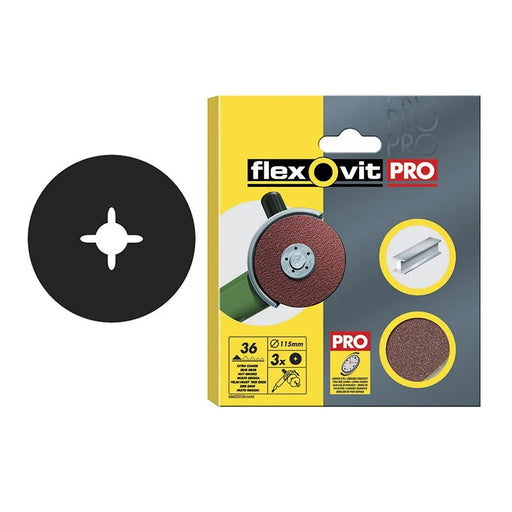 Flexovit Aluminium Oxide Fibre Disc 125mm Fine 80G (Pack 3) - 63642527538