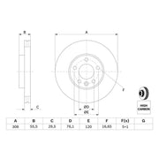 Bosch 2 x Vented Brake Discs 0986479B88 OE 7E0615301D 7H0615301D JZW615301E 0 986 479 B88