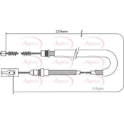 Apec Handbrake Cable Right Rear CAB1059