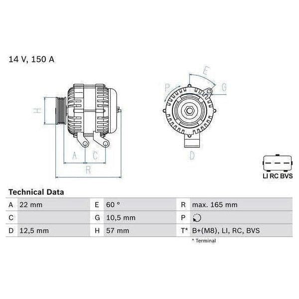 Bosch Reman Alternator 8240 0986082400 Bosch  - Town Parts